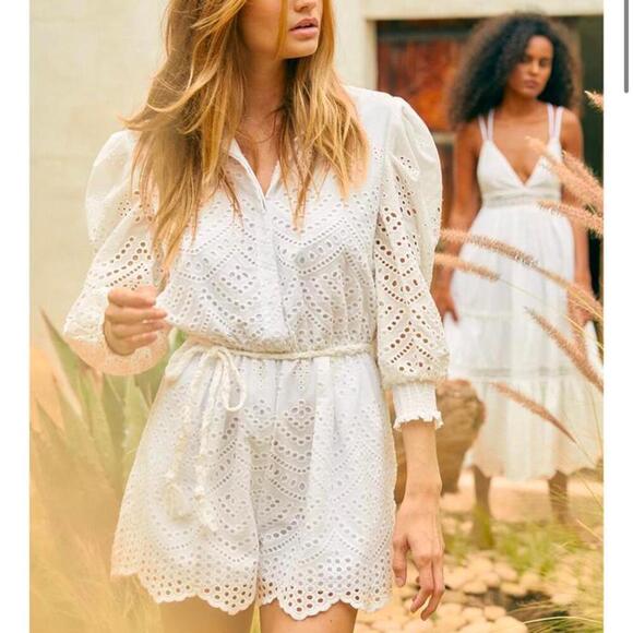 Misa Los Angeles The Joanna Cotton Eyelet Romper in White Women’s size Medium - Picture 15 of 15